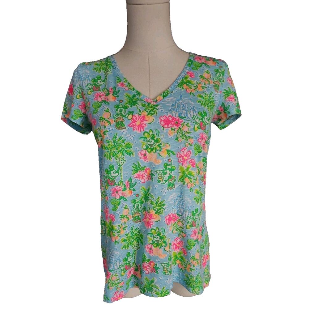 Lilly Pulitzer Floral Short Sleeve Tee - Blue and Pink